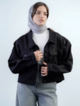 کراپ کت زنانه کلاسیک قهوه ای جیب پاکتی کد 14252