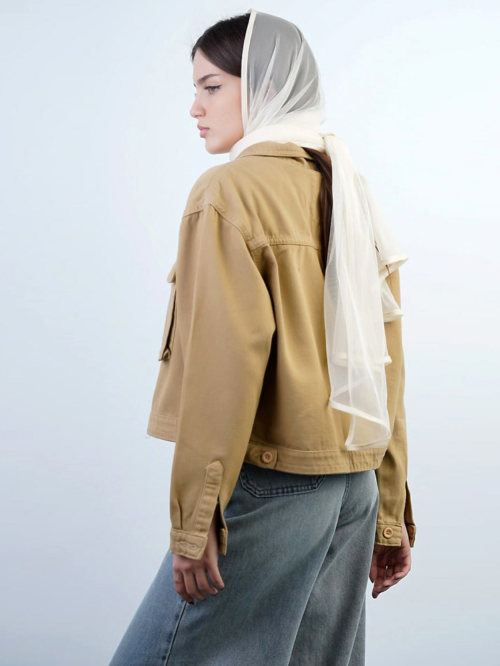 کراپ کت زنانه کلاسیک رنگی جیب پاکتی کد 14253 - Image 2