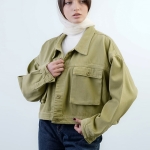 کراپ کت گلدن رنگی جیب پاکتی کد  14257