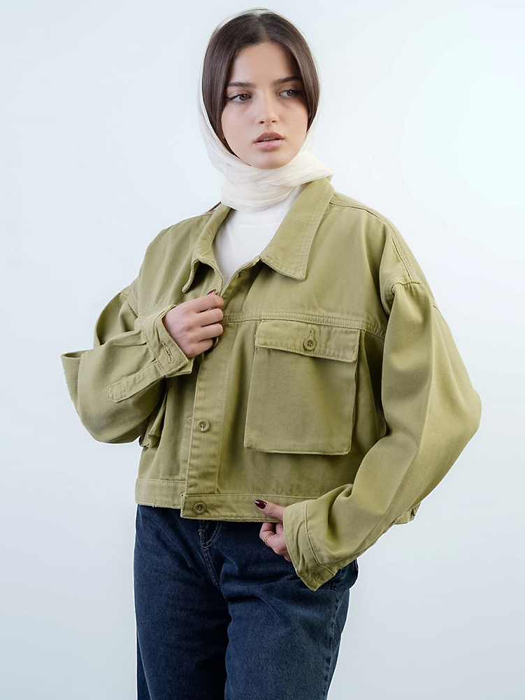 14257-(1) کراپ کت گلدن رنگی جیب پاکتی کد 14257 - Image 1