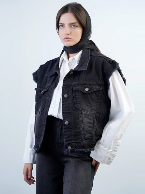 کت مید وست زنانه جین کمر ریش کد 18059 - Image 2