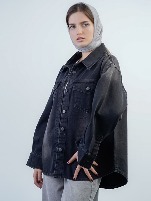 شومیز زنانه جین مشکی کد 18518 - Image 3