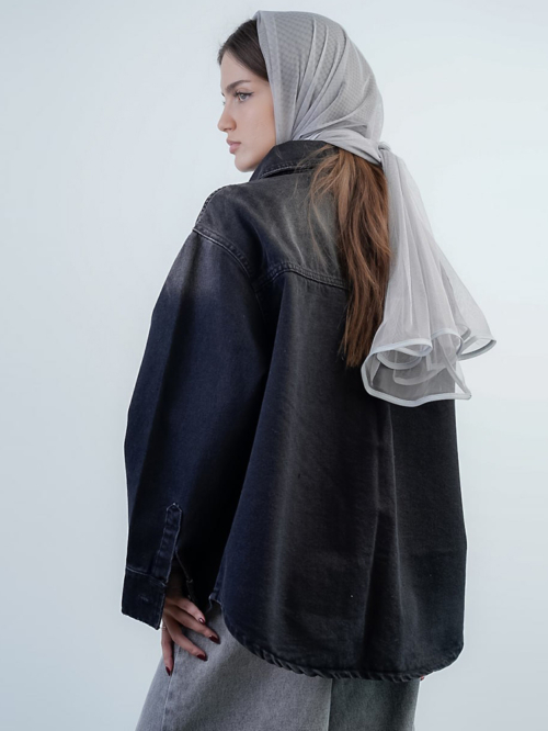 شومیز زنانه جین مشکی کد 18518 - Image 2