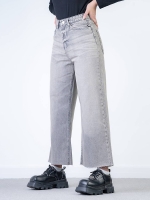 شلوار جین بگ قد 90 طوسی دمپا کات کد 19877