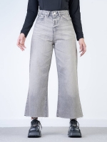 شلوار جین بگ قد 90 طوسی دمپا کات کد 19877 - Image 3