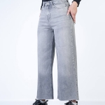 شلوار جین بگ قد 90 طوسی دمپا کات کد 19878