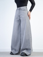 شلوار جین فول بگ قد 110 طوسی  کد 20335 - Image 3