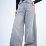 شلوار جین فول بگ قد 110 طوسی  کد 20335
