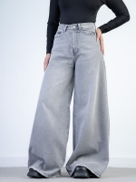 شلوار جین فول بگ قد 110 طوسی  کد 20335
