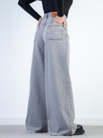 شلوار جین فول بگ قد 110 طوسی  کد 20335 - Image 2