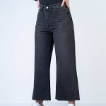 شلوار جین بگ قد 90 مشکی دمپا کات  کد 20530