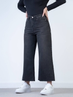 شلوار جین بگ قد 90 مشکی دمپا کات  کد 20530