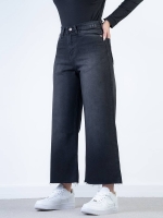 شلوار جین بگ قد 90 مشکی دمپا کات  کد 20531