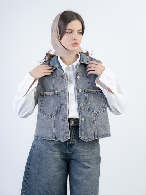کت وست زنانه جین کد 21357 - Image 3