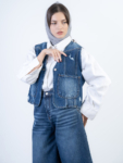 کت وست زنانه جین بدون یقه کد 21422