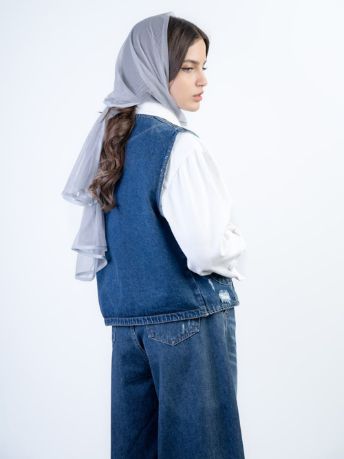 کت وست زنانه جین بدون یقه کد 21422 - Image 2