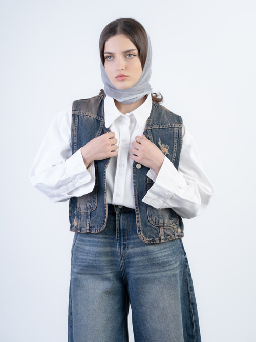 کت وست زنانه جین کد 21423