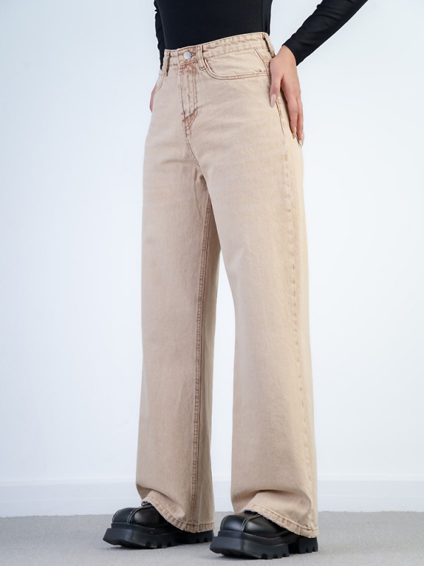 شلوار کتان بگ قد 110 کرم کد 21586 - Image 2