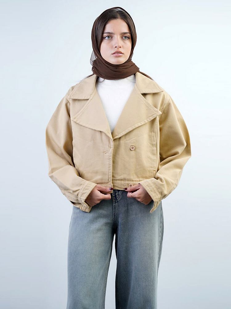 63041-(1) کت کراپ گلدن یقه انگلیسی کد 63041 - Image 1