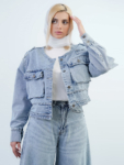 کراپ کت زنانه جین میلیتری کد 93062