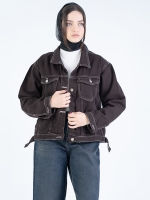 مید کت کتان قهوه ای کد 15182 - Image 3