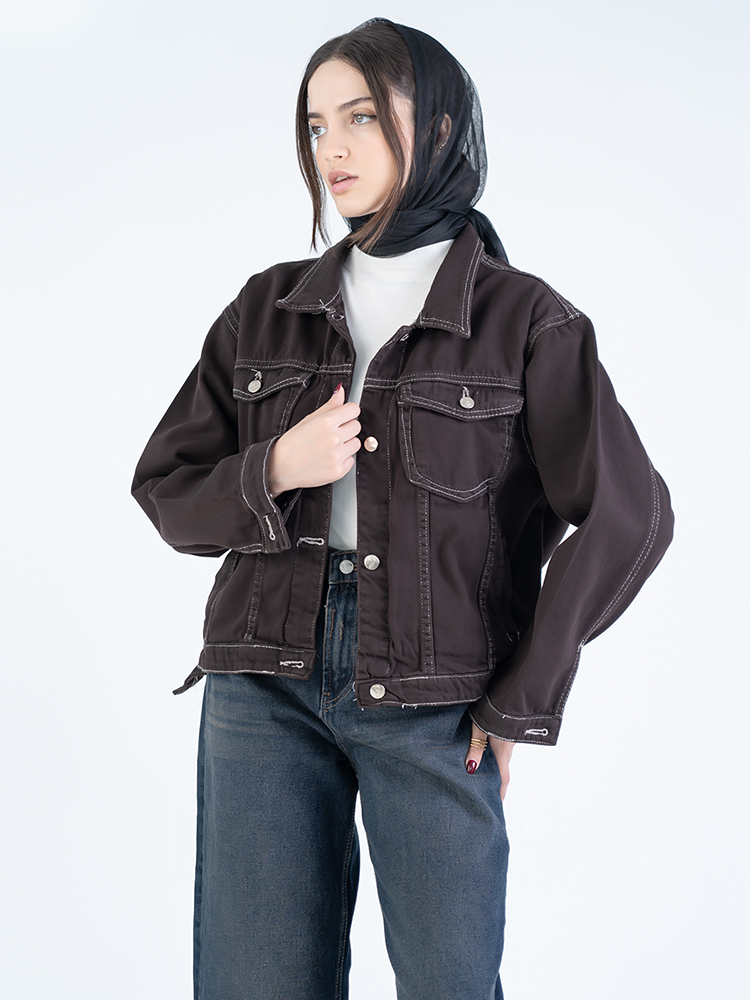 15182 (2) مید کت کتان قهوه ای کد 15182 - Image 1