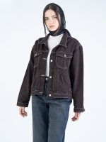 مید کت کتان قهوه ای کد 15182 - Image 4