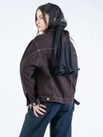 مید کت کتان قهوه ای کد 15182 - Image 2