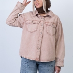 شومیز جین گلبهی روشن کد 15249