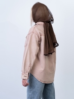 شومیز جین گلبهی روشن کد 15249 - Image 2