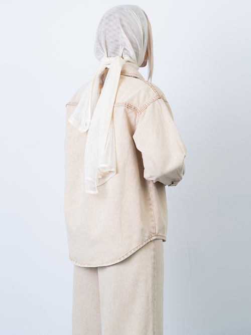 شومیز زنانه جین کرم کد 15252 - Image 2