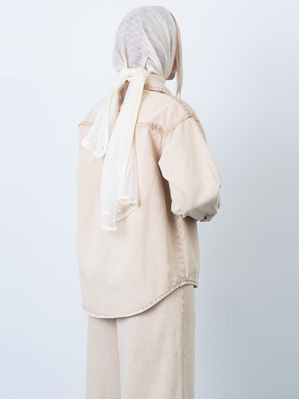 شومیز جین کرم کد 15252 - Image 2