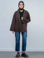 کت کتان زنانه قهوه ایی کد 18955 - Image 3