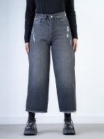 شلوار جین واید لگ قد 90 مشکی کد 20368 - Image 2