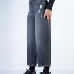 شلوار جین واید لگ قد 90 مشکی کد 20368