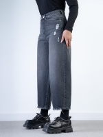 شلوار جین واید لگ قد 90 مشکی کد 20368