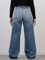 شلوار جین بگ قد 110 دمپا بشکاف کد 21178 - Image 2