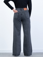 شلوار جین بگ قد 110 مشکی کم کش کد 21489 - Image 2