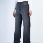 شلوار جین بگ قد 110 مشکی کم کش کد 21492