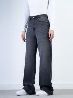 شلوار جین بگ قد 110 مشکی کم کش کد 21492