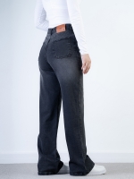 شلوار جین بگ قد 110 مشکی کم کش کد 21492 - Image 2