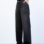 شلوار جین بگ قد 110 مشکی کم کش کد 21496