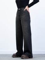 شلوار جین بگ قد 110 مشکی کم کش کد 21496