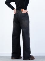 شلوار جین بگ قد 110 مشکی کم کش کد 21496 - Image 2