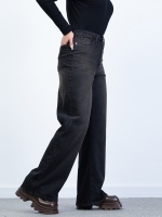 شلوار جین بگ قد 110 مشکی کم کش کد 21496 - Image 3