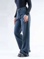 شلوار جین بگ قد 110 دمپا بشکاف کد 21571 - Image 3