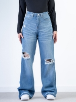 شلوار جین بگ قد 110 دمپا بشکاف کد 21574 - Image 3
