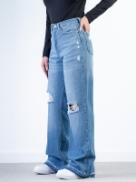 شلوار جین بگ قد 110 دمپا بشکاف کد 21574