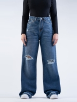 شلوار جین بگ دمپا بشکاف قد 110 کد 21575 - Image 4