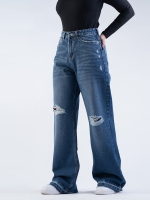 شلوار جین بگ دمپا بشکاف قد 110 کد 21575 - Image 3